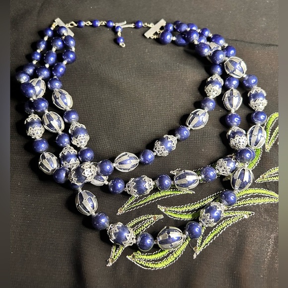 VTG MCM Triple strand purple and silver bead necklace. Made in Hong Kong. - Picture 3 of 6